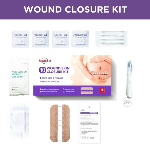 SIMELO Zip Stitch Wound Closure Kit – 10-Pc (1 Zip Stitch + 8 Locks), Emergency Laceration Closure, Stitchless & Painless Wound Repair, Adjustable Tension, First Aid for Cuts & Wounds in Kuwait