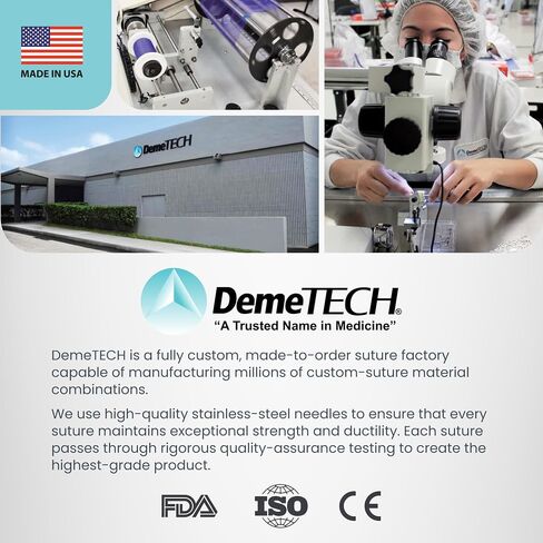 DEMETECH DemeLON خياطة أحادية النايلون غير قابلة للامتصاص، DFS-2، 19 مم، 3/8 دائرة، إبرة قطع عكسية، مقاس USP 5-0، 18 بوصة، (45 سم)، أسود in Kuwait