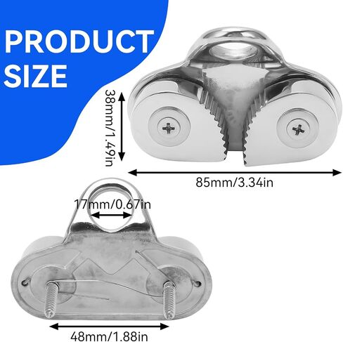 Cam Cleat, 316 Stainless Steel Cam Cleat Rustproof Fairlead Leading Ring Fit for Boat 6 to 15mm Rope for Sailboat, Kayak, Canoe, Dinghy, Climbing Stick in Kuwait