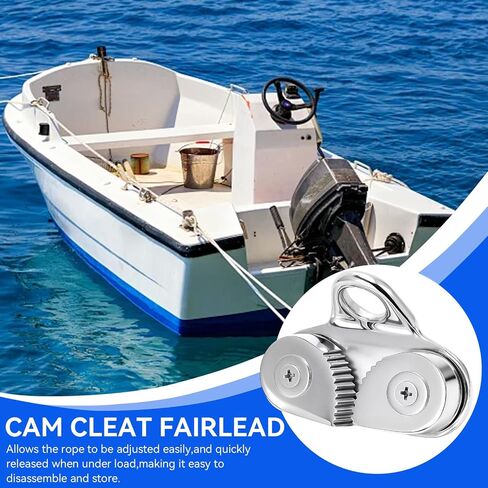 Cam Cleat, 316 Stainless Steel Cam Cleat Rustproof Fairlead Leading Ring Fit for Boat 6 to 15mm Rope for Sailboat, Kayak, Canoe, Dinghy, Climbing Stick in Kuwait