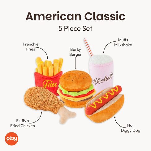 P.L.A.Y. Classic American Food Plush Toys for Dogs - Hot Dogs, Fried Chicken, French Fries, Milkshakes and More in Kuwait