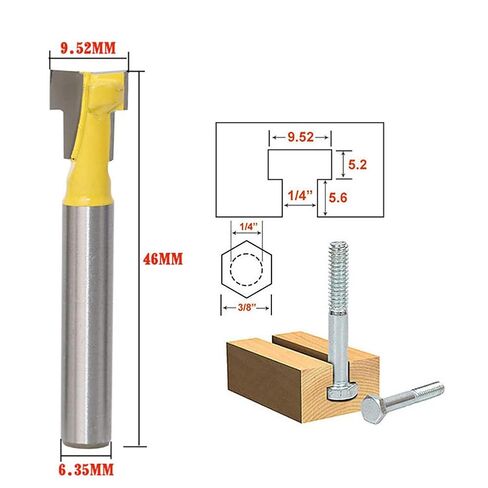 T Slot Cutter T Slot End Mill Milling Cutter Alloy High Hardness for Portable Engraving Machine Woodworking for Hardwood Cork Synthetic Wood in Kuwait