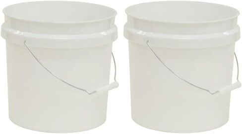 (2-Pack) 2-Gallon Round Plastic Multi-Purpose Bucket with Comfortable Handle, White in Kuwait