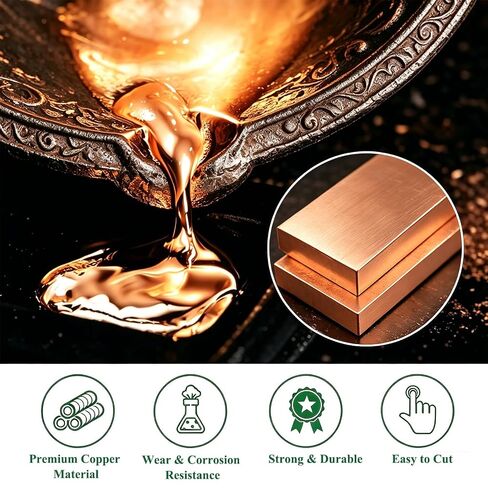 قطعة واحدة من شريط مسطح من النحاس بنسبة 99.98%، بطول 3/8 بوصة × 2 بوصة × 4 بوصة طول C110 من النحاس النقي المسطح الصلب لتوصيل البطارية بنفسك، وما إلى ذلك (قطعة واحدة، 10 * 50 * 102 مم) in Kuwait