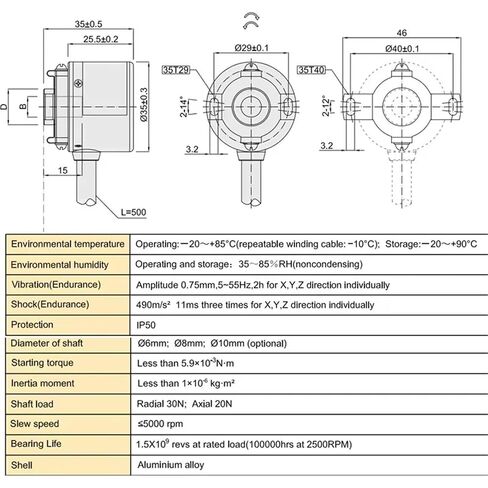 K35 Encoder Optical Position Speed Measurement Angle Control Sensor 1024 Pulse UVW Encoder in Kuwait