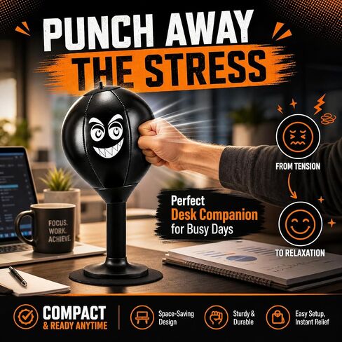 Desktop Punching Bag with Upgraded 75KG Suction Base for Fast Portable Fun | Easy Setup | Daily Exercise | Soft Comfortable PU Boxing | Ultimate Stress Relief Pick | Fun Desk Punch Gift For All Ages in Kuwait