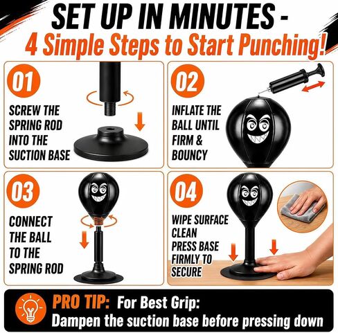Desktop Punching Bag with Upgraded 75KG Suction Base for Fast Portable Fun | Easy Setup | Daily Exercise | Soft Comfortable PU Boxing | Ultimate Stress Relief Pick | Fun Desk Punch Gift For All Ages in Kuwait