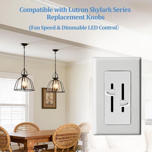 4PCS Dimmer Switch Knob Replacement, Durable Plastic Wall Fan Control Slider Knobs,Dimmer Knob Compatible with Lutron Skylark Fan Speed & Light Control (White) in Kuwait