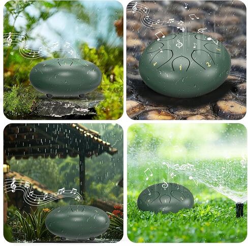 6 Note Dark Green Steel Tongue Drum, Mini Steel Drum with Rain Drum Sound, Portable Hand Pan Drum with Travel Bag, Mallets and Song Book for Beginners and Musicians in Kuwait