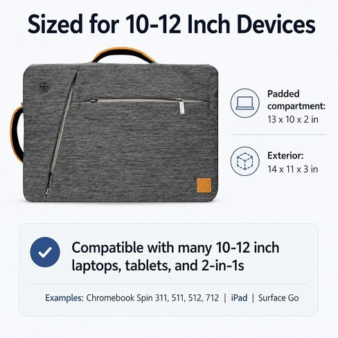 Slim 2-in-1 11 12-inch Laptop Bag for Dell 3195 11.6", Chromebook 11 3189 3180 3110 3140, XPS 13 9310 9305 9315 9320 (Black) in Kuwait