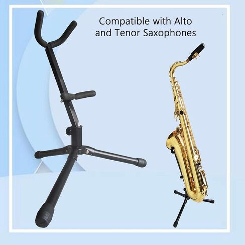 Alto/Tenor Saxophone Stand,Folding Saxophone Tripod Stand,with Non-Slip Feet and Padded Holder,Lightweight and Compact for Stage Travel in Kuwait