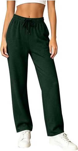 Solid Color Sweatpants for Women Loose Casual Workout Trousers Teens Athletic Pant with Elastic Waist in Saudi Arabia