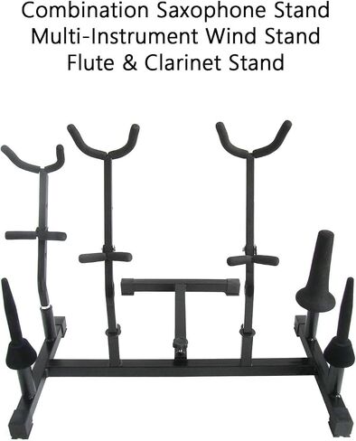 Alto/Tenor Saxophone Stand,Combination Stands,3-in-1 Multi-purpose Display,with 2 Detachable FluteClarinet Holders,for Eb Alto/Bb Tenor Sax in Kuwait