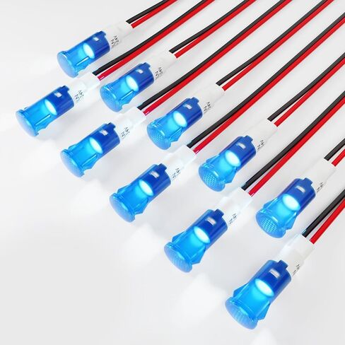 Plastic Indicator Light 10mm LED Signal Light Dash Lights Panel Indicator Light 110V Suitable For Cars Trucks Ships (10Pcs Blue Light) in Kuwait