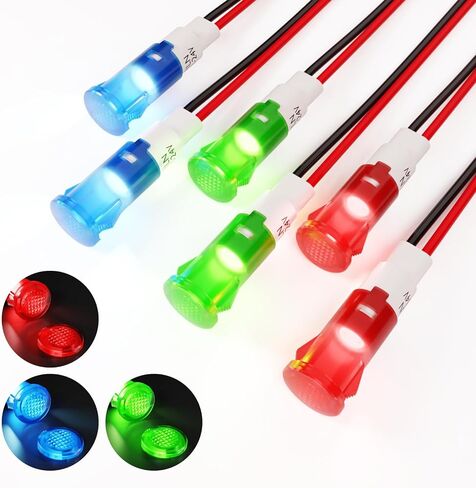 Plastic Indicator Light 10mm LED Signal Light Dash Lights Panel Indicator Light 110V Suitable For Cars Trucks Ships (10Pcs Blue Light) in Kuwait