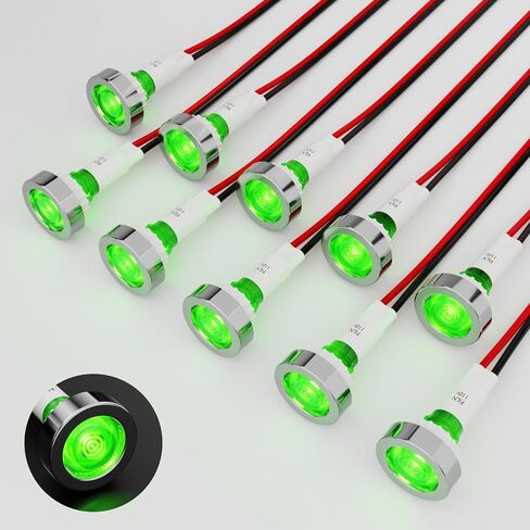Plastic Indicator Light 10mm LED Signal Light Dash Lights Panel Indicator Light 110V Suitable For Cars Trucks Ships (10Pcs Blue Light) in Kuwait