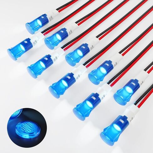 Plastic Indicator Light 10mm LED Signal Light Dash Lights Panel Indicator Light 110V Suitable For Cars Trucks Ships (10Pcs Blue Light) in Kuwait