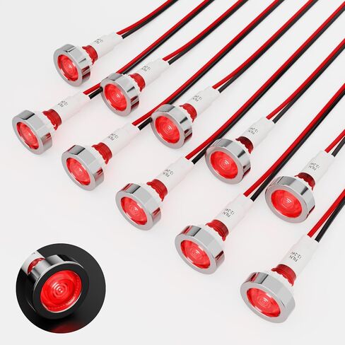 Plastic Indicator Light 10mm LED Signal Light Dash Lights Panel Indicator Light 110V Suitable For Cars Trucks Ships (10Pcs Blue Light) in Kuwait