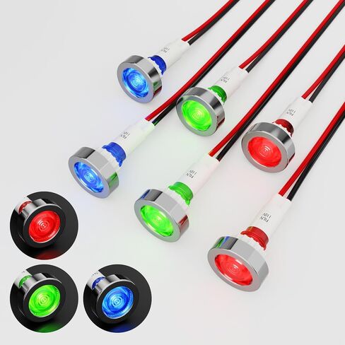 Plastic Indicator Light 10mm LED Signal Light Dash Lights Panel Indicator Light 110V Suitable For Cars Trucks Ships (10Pcs Blue Light) in Kuwait