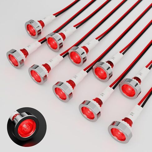 Plastic Indicator Light 10mm LED Signal Light Dash Lights Panel Indicator Light 110V Suitable For Cars Trucks Ships (10Pcs Blue Light) in Kuwait