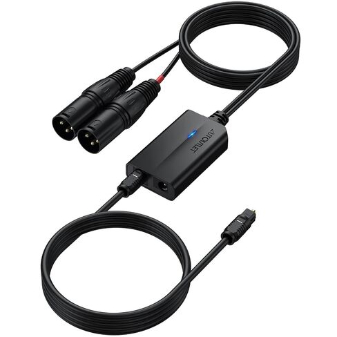 AUTOUTLET 192 كيلو هرتز محول ستيريو بصري إلى ثنائي XLR، SPDIF/Toslink إلى محول صوت تناظري ذكر XLR مع كابل مدمج بطول 3.4 قدم وكابل بصري بطول 3 أقدام لمكبرات الصوت ومكبرات الصوت التي تعمل بالطاقة in Kuwait