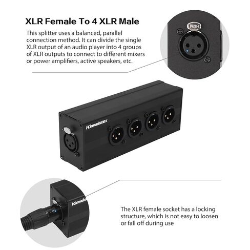 XLR 1 أنثى إلى 4 ذكر صوت Y مقسم متوازن 3-Pin XLR صندوق مقسم لخلاطات الميكروفونات in Kuwait