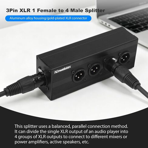 XLR 1 أنثى إلى 4 ذكر صوت Y مقسم متوازن 3-Pin XLR صندوق مقسم لخلاطات الميكروفونات in Kuwait