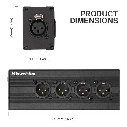 XLR 1 أنثى إلى 4 ذكر صوت Y مقسم متوازن 3-Pin XLR صندوق مقسم لخلاطات الميكروفونات in Kuwait