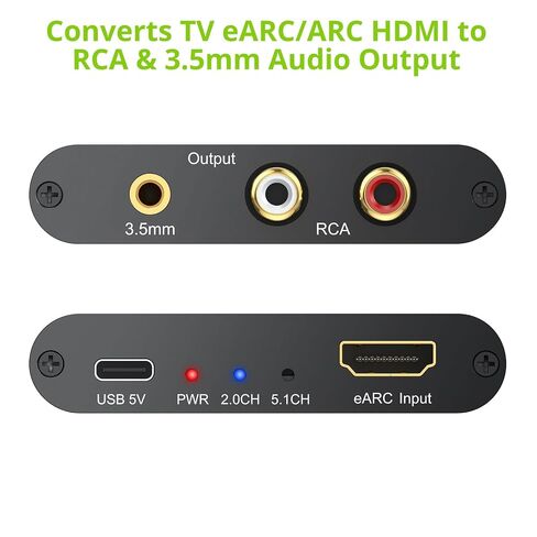 مستخرج صوت LiNKFOR 192 كيلو هرتز HDMI eARC/ARC، ومحول HDMI إلى RCA ومحول 3.5 مم، يدعم الإخراج المتزامن والتحكم في مستوى الصوت عن بعد للتلفزيون (CEC)، للتلفزيون الذكي إلى مكبر الصوت، ومكبر الصوت النشط، وسماعة الرأس in Kuwait