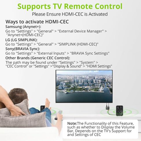 مستخرج صوت LiNKFOR 192 كيلو هرتز HDMI eARC/ARC، ومحول HDMI إلى RCA ومحول 3.5 مم، يدعم الإخراج المتزامن والتحكم في مستوى الصوت عن بعد للتلفزيون (CEC)، للتلفزيون الذكي إلى مكبر الصوت، ومكبر الصوت النشط، وسماعة الرأس in Kuwait