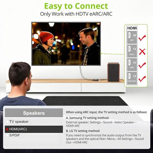 مستخرج صوت LiNKFOR 192 كيلو هرتز HDMI eARC/ARC، ومحول HDMI إلى RCA ومحول 3.5 مم، يدعم الإخراج المتزامن والتحكم في مستوى الصوت عن بعد للتلفزيون (CEC)، للتلفزيون الذكي إلى مكبر الصوت، ومكبر الصوت النشط، وسماعة الرأس in Kuwait