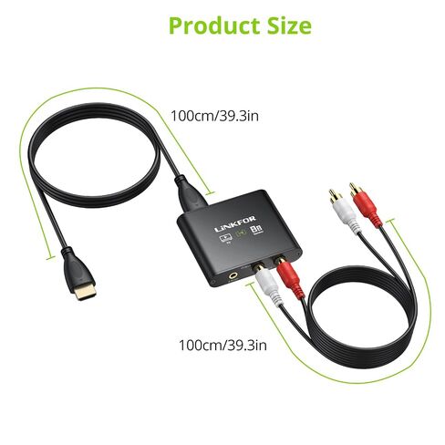 مستخرج صوت LiNKFOR 192 كيلو هرتز HDMI eARC/ARC، ومحول HDMI إلى RCA ومحول 3.5 مم، يدعم الإخراج المتزامن والتحكم في مستوى الصوت عن بعد للتلفزيون (CEC)، للتلفزيون الذكي إلى مكبر الصوت، ومكبر الصوت النشط، وسماعة الرأس in Kuwait