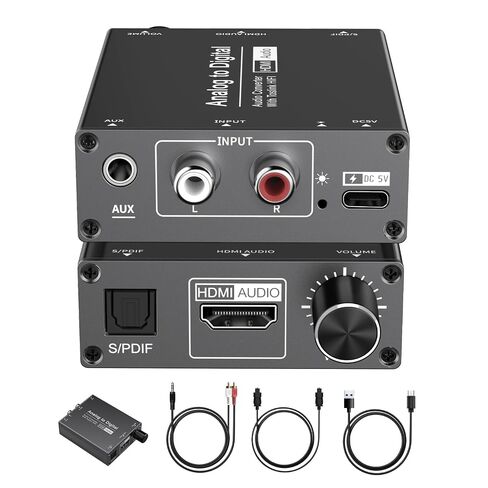 محول صوت تناظري إلى رقمي، محول صوت AUX RCA إلى TOSLINK بصري SPDIF وHDMI مع التحكم في مستوى الصوت للمسرح المنزلي DVD PS4 in Kuwait