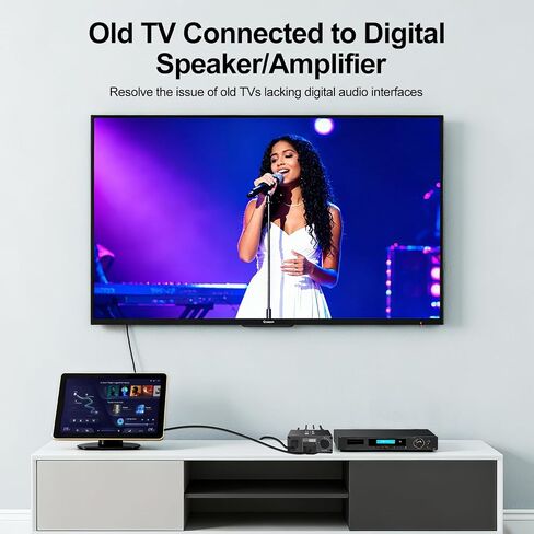 محول صوت تناظري إلى رقمي، محول صوت AUX RCA إلى TOSLINK بصري SPDIF وHDMI مع التحكم في مستوى الصوت للمسرح المنزلي DVD PS4 in Kuwait