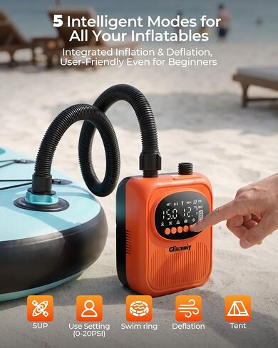 13500mAh Paddle Board Electric Pump SUP Pump for Paddleboard Air Compressor with Auto-Off Deflation Function 20PSI Rechargeab Stand-up Paddleboards Pump for Inflatables Kayaks and Boats in Kuwait