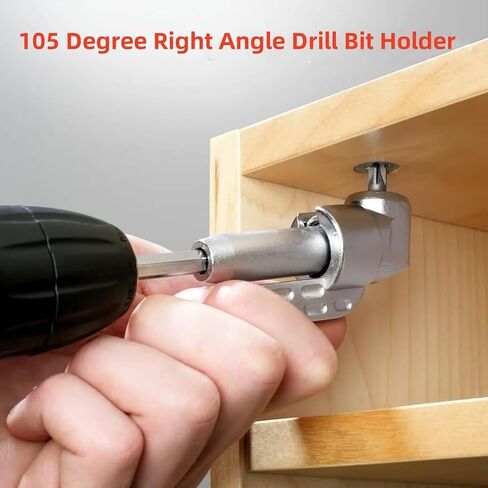 4Piece 105 degree drill bit adapter, Right Angle Drill Adapter with Flexible Shaft, Perfect for Tight Spaces Toolkit with 12 Pieces of Batch Head for Screwdriver (Long+Short) in Kuwait