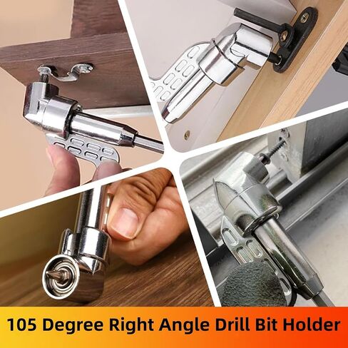 4Piece 105 degree drill bit adapter, Right Angle Drill Adapter with Flexible Shaft, Perfect for Tight Spaces Toolkit with 12 Pieces of Batch Head for Screwdriver (Long+Short) in Kuwait