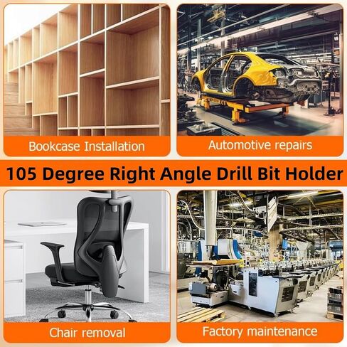4Piece 105 degree drill bit adapter, Right Angle Drill Adapter with Flexible Shaft, Perfect for Tight Spaces Toolkit with 12 Pieces of Batch Head for Screwdriver (Long+Short) in Kuwait