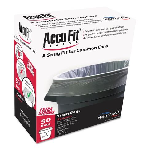 AccuFit H6644TCRC1 Can Liners, 32 gal, 0.9 mil, Clear, 33" x 44", Box of 50 in Kuwait