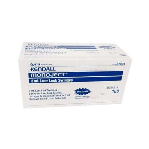 Monoject 1513934 Luer Lock Dental Syringes 0.1cc Sterile 100/Bx 3 mL in Kuwait