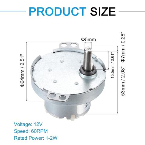 MECCANIXITY محرك كهربائي بطيء السرعة JS-50T D-Shaft Gear محرك كهربائي، 12V DC 60RPM Motor CW/CCW D Shaft DC Motor عزم دوران كبير لحامل عرض دوار لخيوط الطابعة ثلاثية الأبعاد in Kuwait