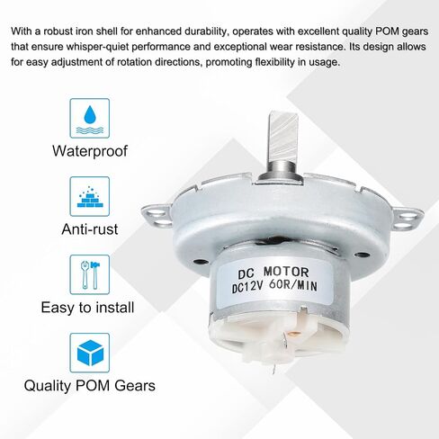 MECCANIXITY محرك كهربائي بطيء السرعة JS-50T D-Shaft Gear محرك كهربائي، 12V DC 60RPM Motor CW/CCW D Shaft DC Motor عزم دوران كبير لحامل عرض دوار لخيوط الطابعة ثلاثية الأبعاد in Kuwait