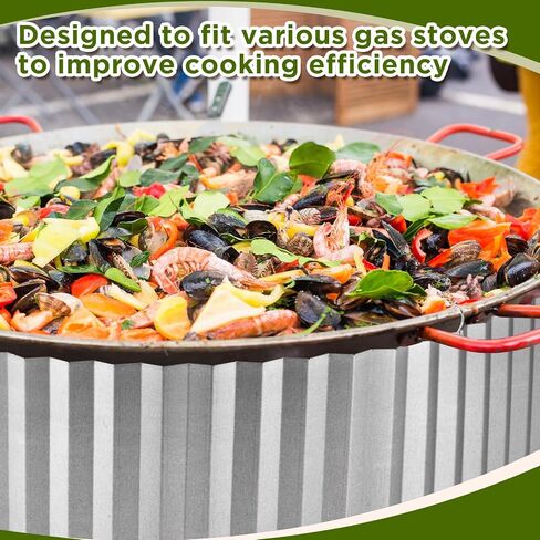 الزجاج الأمامي لموقد الغاز MorningRo Paella متوافق مع مقالي الباييلا مقاس يصل إلى 28 بوصة، الزجاج الأمامي الفولاذي المجلفن المحمول للتخييم والطهي في الهواء الطلق، البروبان in Kuwait