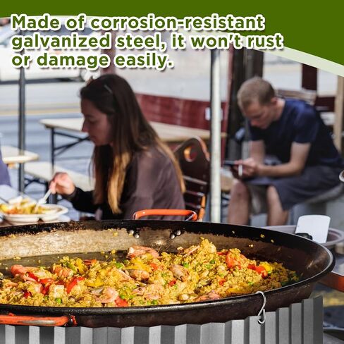 الزجاج الأمامي لموقد الغاز MorningRo Paella متوافق مع مقالي الباييلا مقاس يصل إلى 28 بوصة، الزجاج الأمامي الفولاذي المجلفن المحمول للتخييم والطهي في الهواء الطلق، البروبان in Kuwait