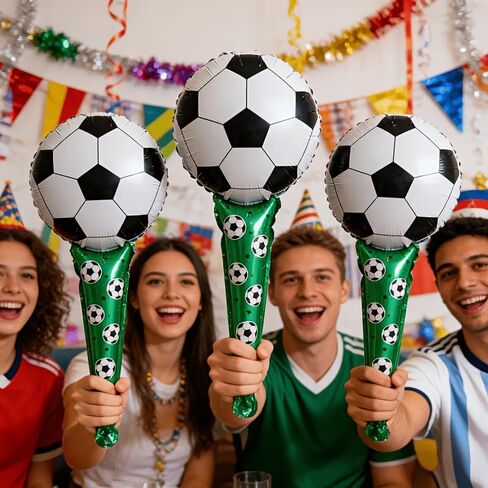 5 قطع من أعواد تشجيع كأس العالم لكرة القدم، أعواد الرعد لكرة القدم باللونين الأسود والأبيض مع مقبض أخضر، صانعة الضوضاء لحفلات كرة القدم، والأحداث الرياضية، ويوم اللعبة وديكورات كأس العالم in Kuwait
