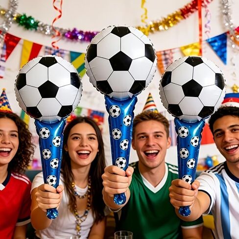 5 قطع من أعواد تشجيع كأس العالم لكرة القدم، أعواد الرعد لكرة القدم باللونين الأسود والأبيض مع مقبض أخضر، صانعة الضوضاء لحفلات كرة القدم، والأحداث الرياضية، ويوم اللعبة وديكورات كأس العالم in Kuwait
