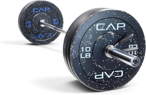 مجموعة الأثقال الأولمبية من CAP Barbell مع ألواح ممتصة للصدمات بطول 7 أقدام | 160-370 رطل | خيارات متعددة in Kuwait