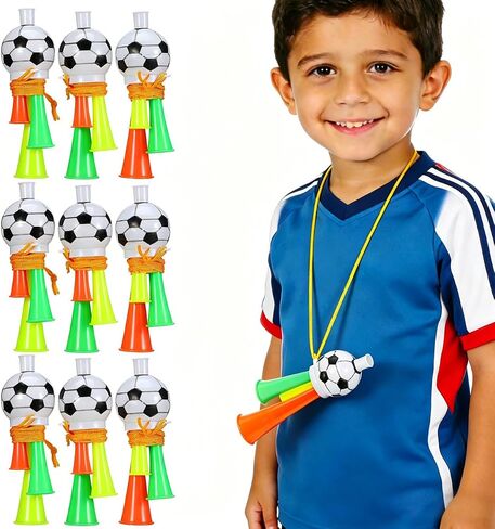 SEWACC 10pcs Small Stadium Horn, Mini Blow Air Horns Noisemaker Plastic Cheering Trumpet for Sporting Events Soccer Games Graduation School Party Favors (Random Color) in Kuwait