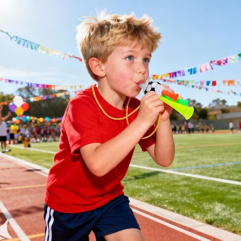 SEWACC 10pcs Small Stadium Horn, Mini Blow Air Horns Noisemaker Plastic Cheering Trumpet for Sporting Events Soccer Games Graduation School Party Favors (Random Color) in Kuwait