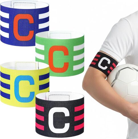 Mabor 4Pcs Soccer Captain Armband, Captain Arm Bands for Soccer | Arm Bands Football for Adults Youth Rugby Basketball Baseball Volleyball Teams, Colored in Kuwait
